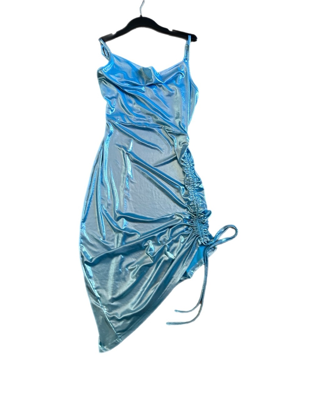 Small Aqua Asymmetrical Ruched Shimmery Adjustable Frozen Mermaid Costume Dress